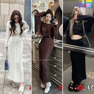 Sét váy len lông cừu cao cấp chất siêu dày xinh dã man, màu rất tây, chất lên mịn mềm co dãn
