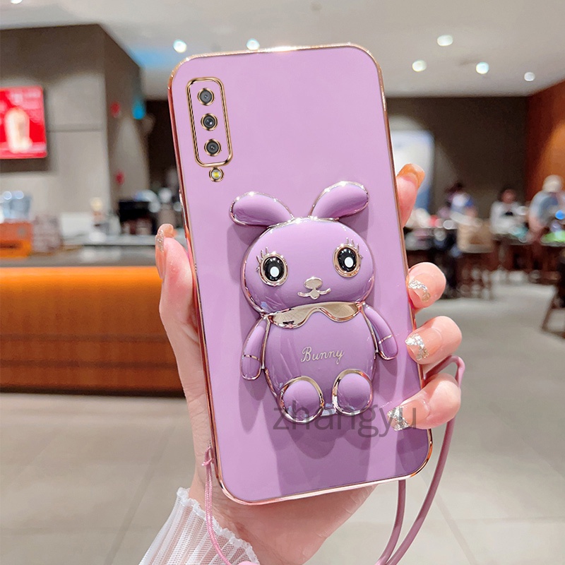 Ốp lưng Samsung A30 A20 A30S A50 A50S A70 A7 2018 A750 TPU Mạ điệnThỏ 3D có chân đế ốp điện thoại Trường hợp điện thoạiốp Samsung A30 A20 A30S A50 A50S A70 A7 2018 A750