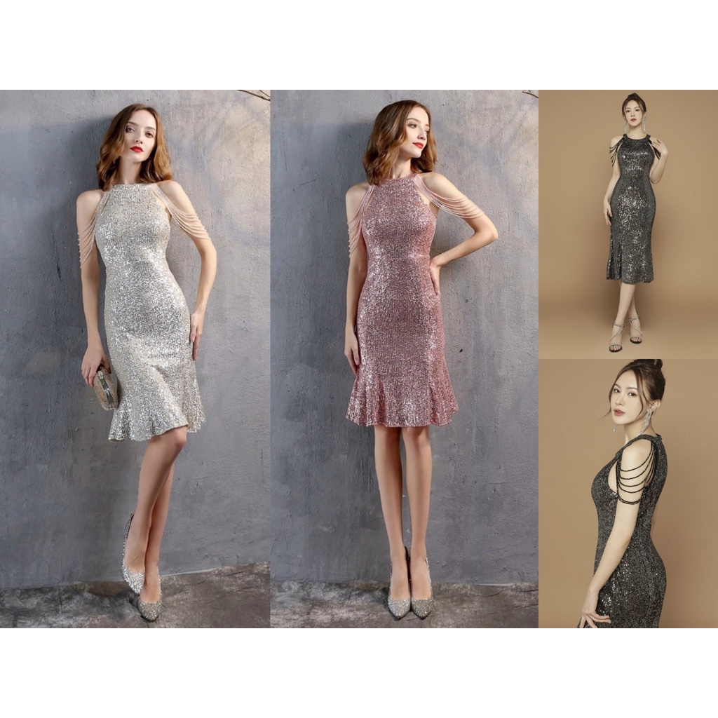 Đầm body dự tiệc kim sa dáng ngắn - Mua váy kim sa ôm thiết kế đẹp