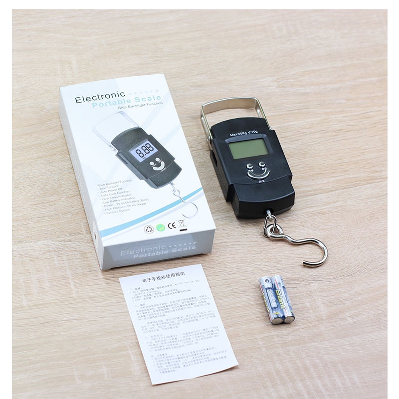 Cân Treo Điện Tử Cầm Tay, Cân Hành Lý, Cân Bán Lẻ 50kg Tặng Pin