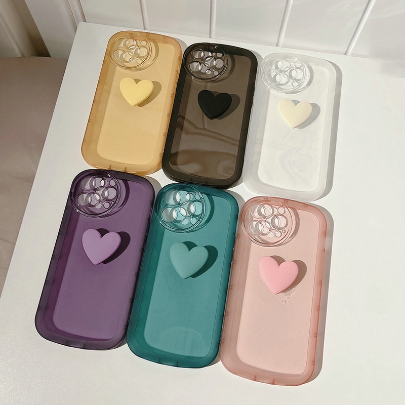 Ốp lưng Samsung A54 A53 A52 A52S A51 A50 A50S A34 A32 A30 A30S A24 A23 A20 4G 5G Transparent Pure Color Protect Big Camera Love Soft Case