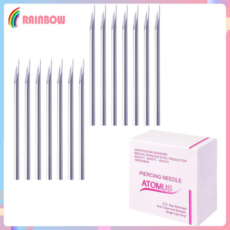 Bộ 100 Kim Xỏ Khuyên Bằng Thép Không Gỉ Hahaha1 12 / 14 / 16 / 18 / 20G