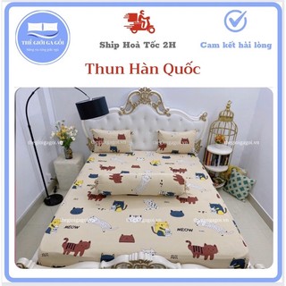 Bộ ga gối { 4 Món } Thun Lạnh Hàn Quốc ( 1 ga bọc + 2 vỏ gối nằm + 1 vỏ gối ôm )