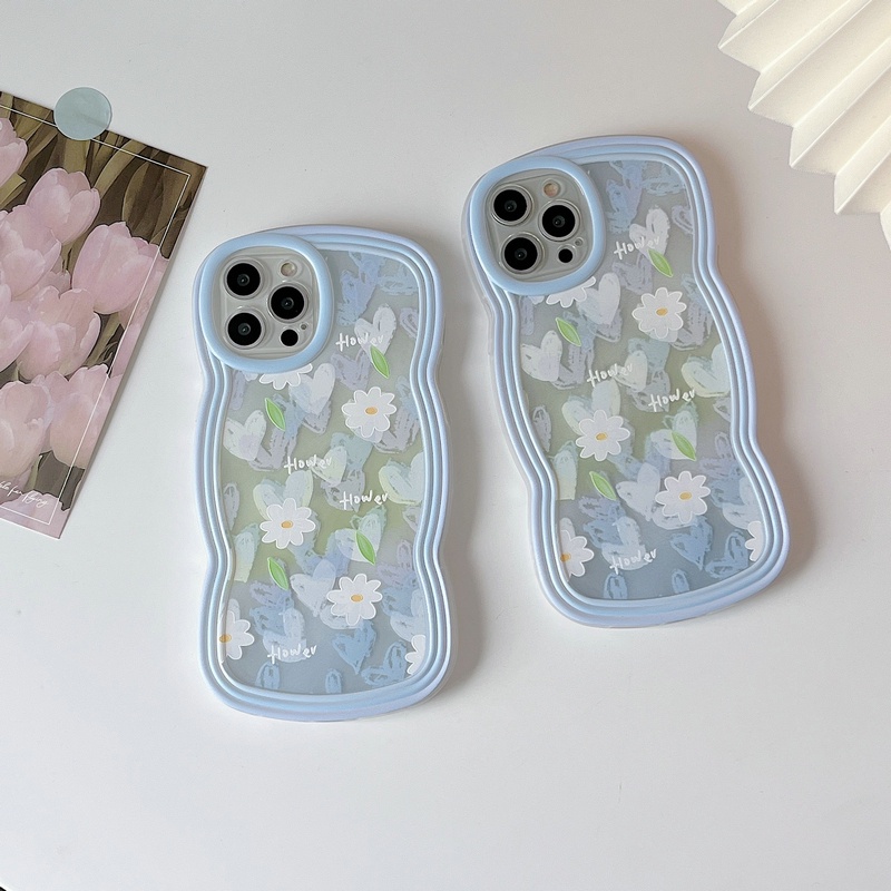 Clear Flower Casing Redmi Note 12 4G 5G 11S 10S 11 10 Pro 9 8 12C A1 10C 10A 9C 9S 9A 6A 5A POCO X4 X5 M3 X3 Pro NFC Cute Waves Edge Love Floral Round Full Lens Protection Soft Phone Back Case Cover BW 35