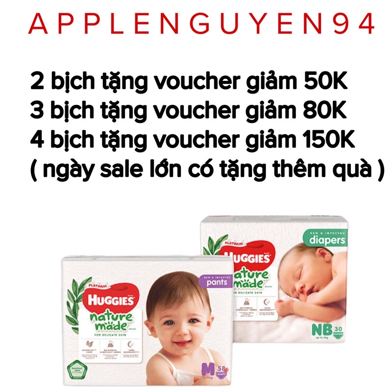 Mã SKAMSALE12 giảm 10% đơn 250K Bỉm quần Huggies Nature Made bỉm dán đủ