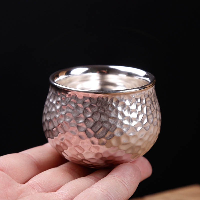 Tách Uống Trà Bằng Bạc Họa Tiết Vân Gốm Sứ Phong Cách Nhật Bản Cao Cấp