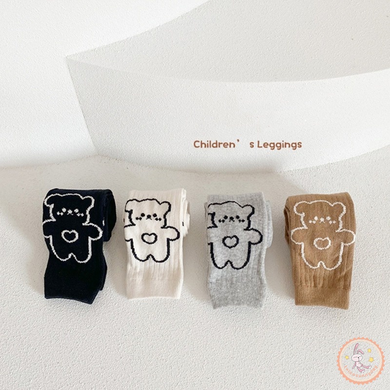 Quần Legging Cotton Dày Dặn Ấm Áp Lưng Thun In Họa Tiết Hoạt Hình Cho Bé Gái