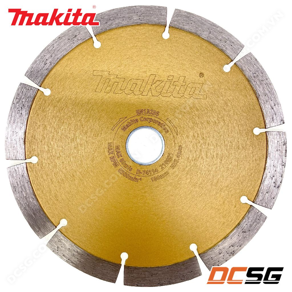Đĩa cắt kim cương cho bê tông/ tường gạch 180x25.4/22.23mm Makita D-74114 | DCSG
