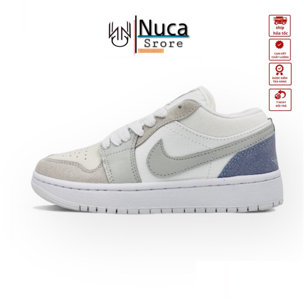 Giày Thể Thao 𝐉𝐨𝐫𝐝𝐚𝐧 Paris Cổ Thấp Bản Trung, Giày JD Low Paris Xám Gót Xanh Nam Nữ Mới Full Box Bill.