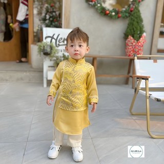 Áo dài lụa phối gấm bé trai