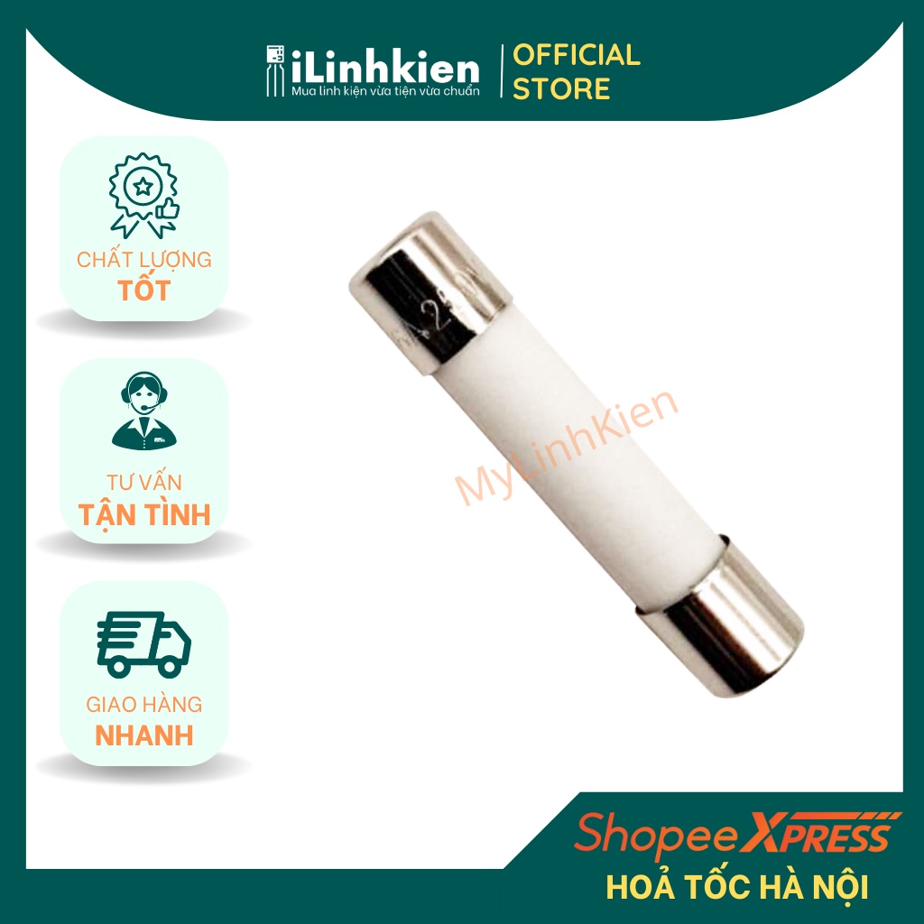 Cầu chì sứ 6x30mm đầy đủ giá trị túi 10 con.