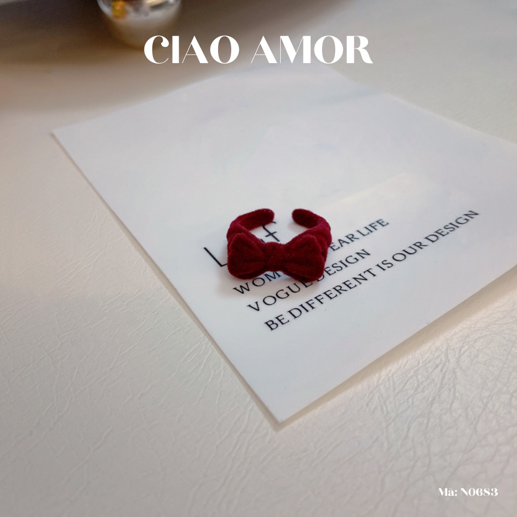 Nhẫn nữ nơ nhung tặng quà đáng yêu Trang sức Ciao Amor - N0683