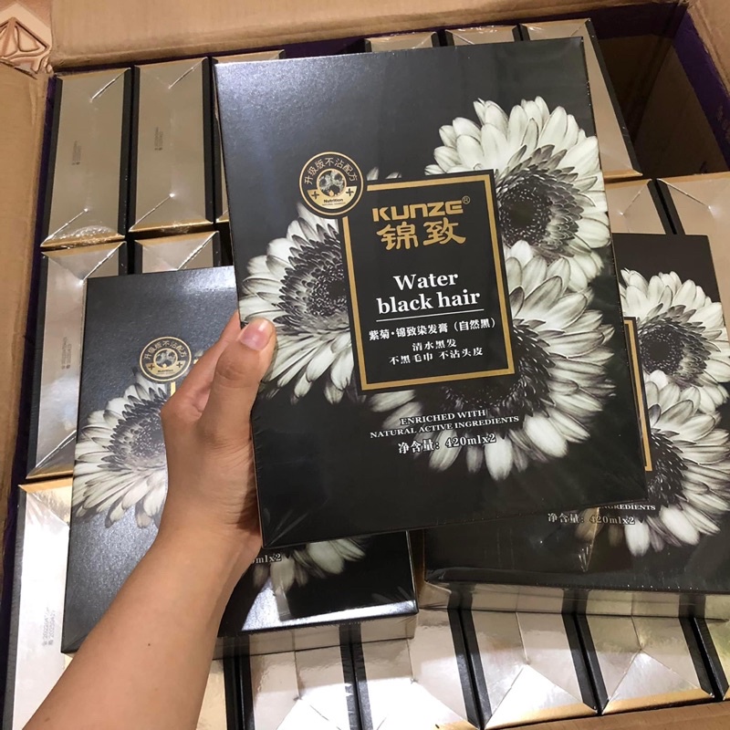 Nhuộm đen Hoa cúc không dính da đầu nhuộm đen hoa cúc Kunze 500mlx2