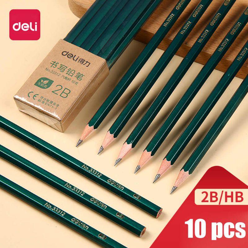Bút chì Deli 2B, HB, viết chì mềm nét đẹp, khó gẫy ( hàng nội địa Trung ) 10 chiếc, Viết chì DeIi - Loki
