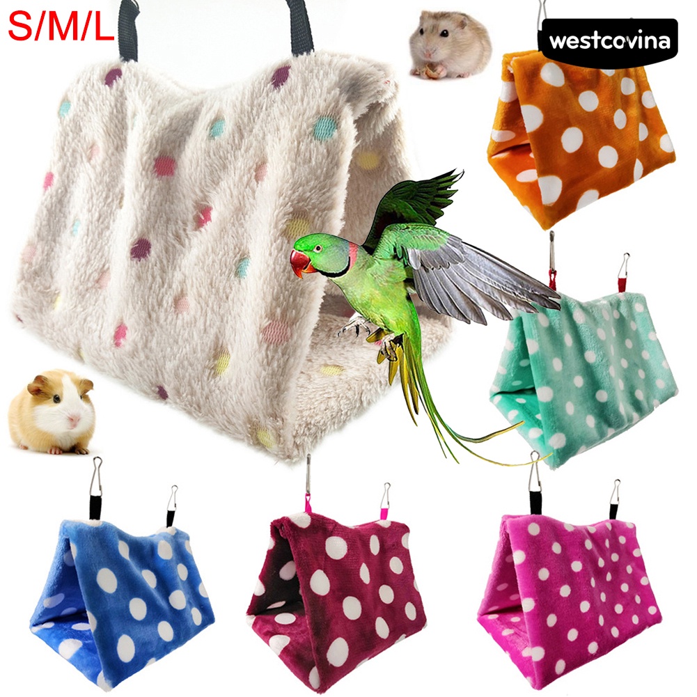 [COD]♘Võng Treo Vải Lông Mềm Mại Giữ Ấm Mùa Đông Họa Tiết Chấm Bi Cho Chim Vẹt
