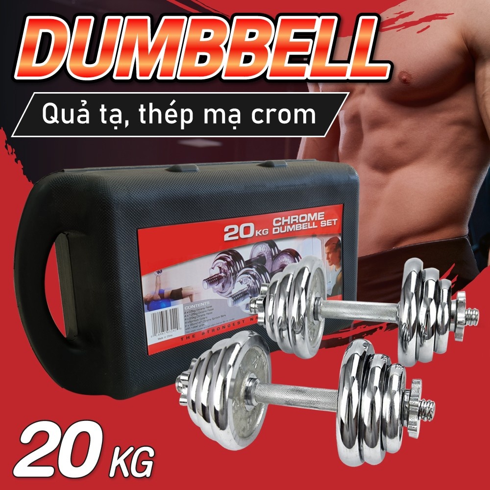(20KG-20KG-R-KL-OFF) Bộ tạ tay kim loại 20kg cao cấp đa năng điều chỉnh mới nhất