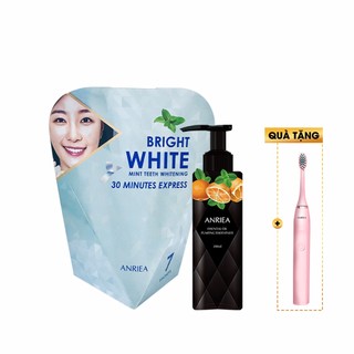 Combo trắng răng hiệu quả 7 Ngày Miếng Dán Trắng Răng Bạc hà + Kem Đánh Răng Anriea TẶNG 1 Bàn Chải điện A06.A05.A18