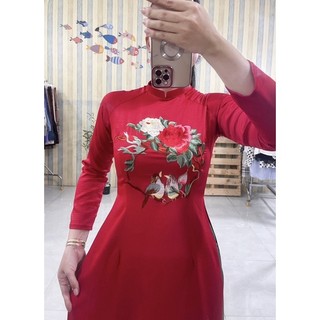 Áo dài lụa tây thi thêu 🍓( hình shop tự chụp)
