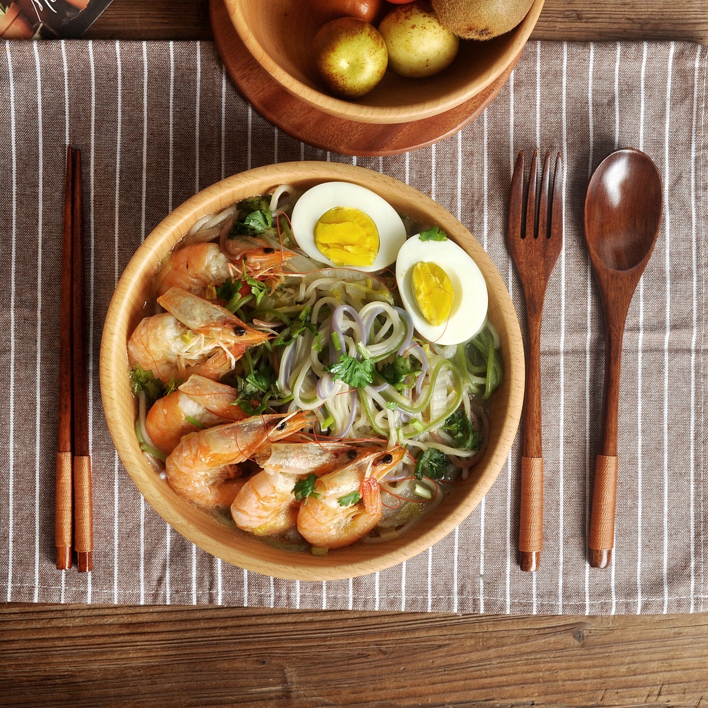 Bộ Muỗng Đũa Bằng Gỗ Ba Món Màu Sắc Xinh Xắn