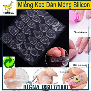 Tấm 24 miếng keo dán móng giả silicon trong suốt, 2 mặt chuyên dụng
