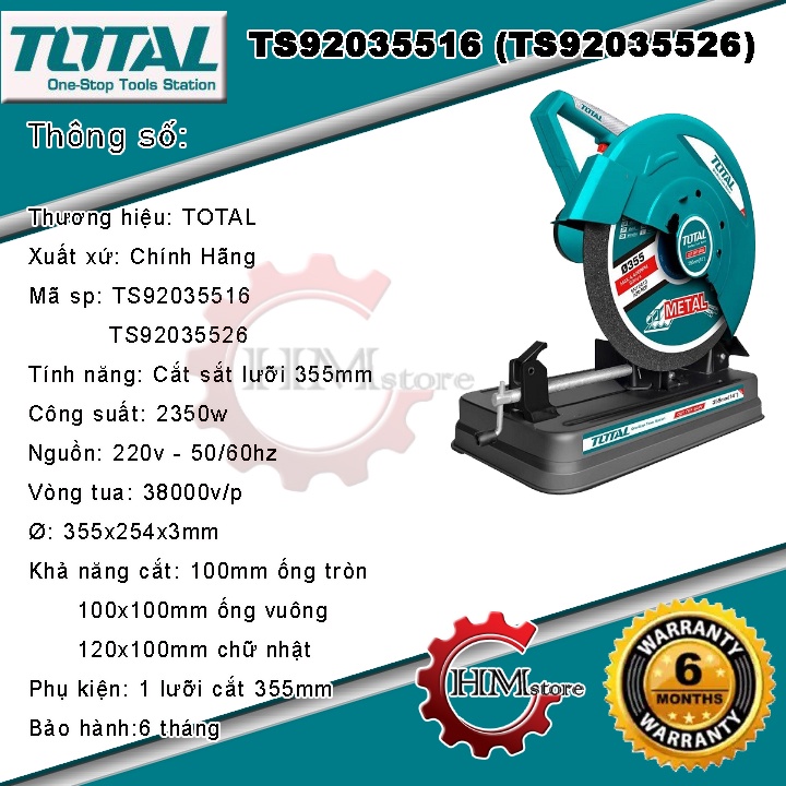 Máy cắt sắt bàn 355mm Total TS92035526, công suất 2350w - Máy cắt bàn, máy cắt sắt