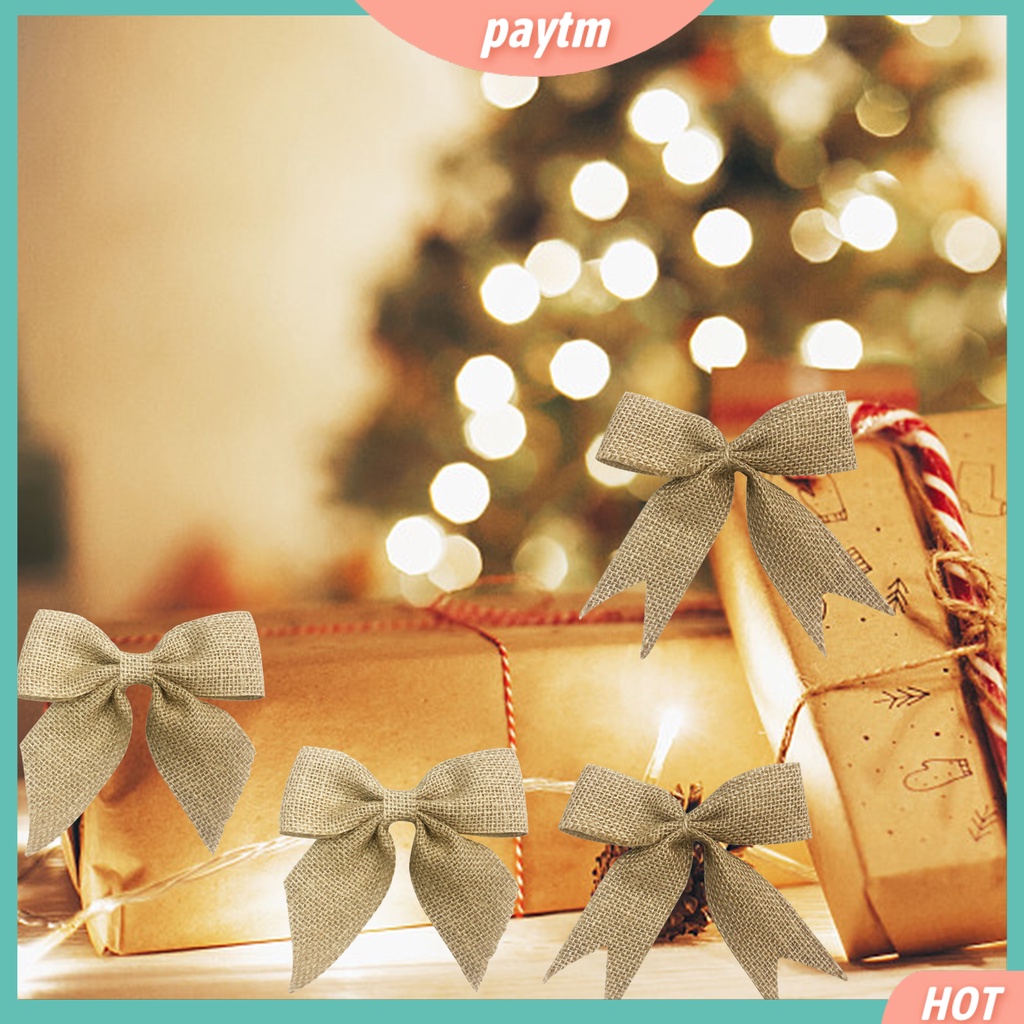 [PTM] Nơ Trang Trí Giáng Sinh Bằng Vải Bố Tự Nhiên Dày Dặn 4 / 5cm