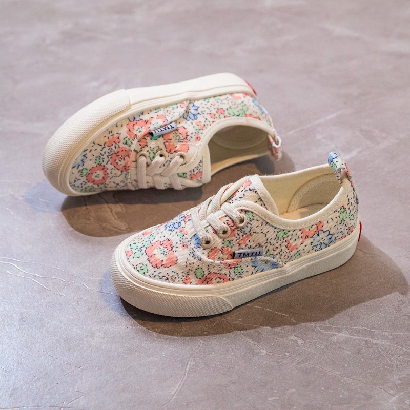 Giày thể thao vải bệt hoa canvas đế siêu mềm cho bé gái Fanekids FA010