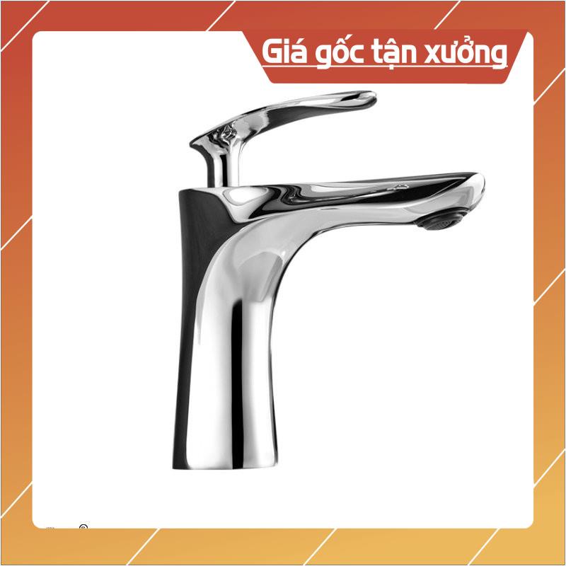 Vòi lavabo 1 lỗ nóng lạnh hàng đồng mạ crom cao cấp tặng kèm dây cấp