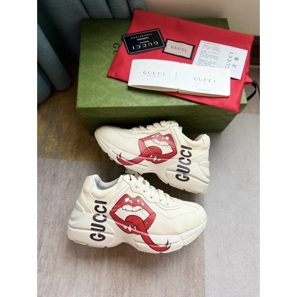 giày thể thao sneaker Gucci môi gucci độn đế môi bản cao cấp nam nữ ảnh thật tự chụp+freeship