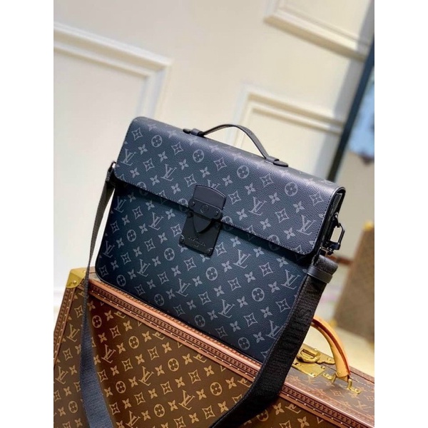 Cặp da Lv đựng laptop và ipad kèm dây đeo chéo fullbox