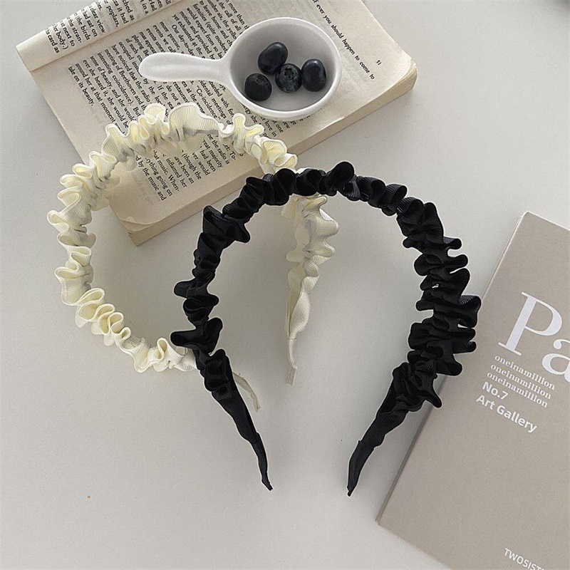 Cài Tóc Xếp Ly Bằng Satin Màu Trắng Đen Phong Cách Hàn Quốc Cho Cô Dâu JP5