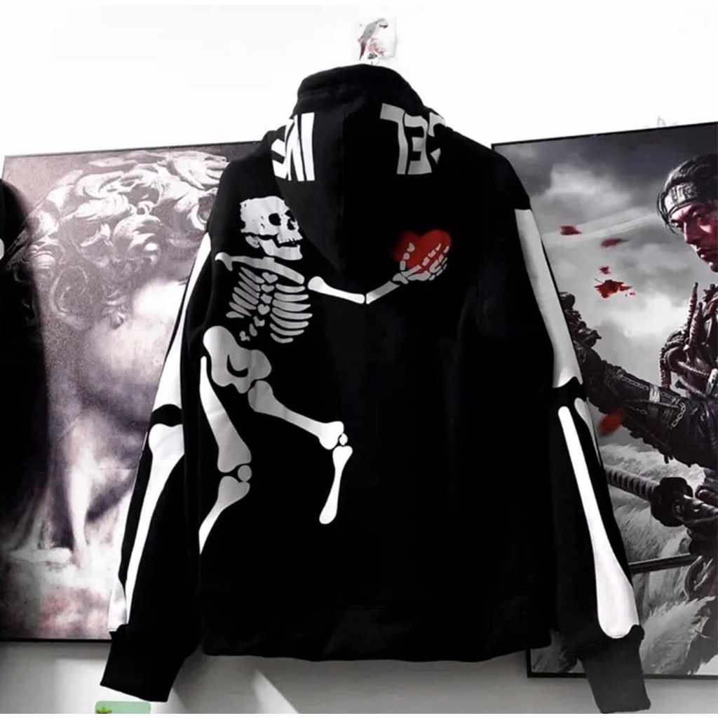 Áo Hoodie xương siêu đẹp, Áo Hoodie Unisex mũ 2 lớp