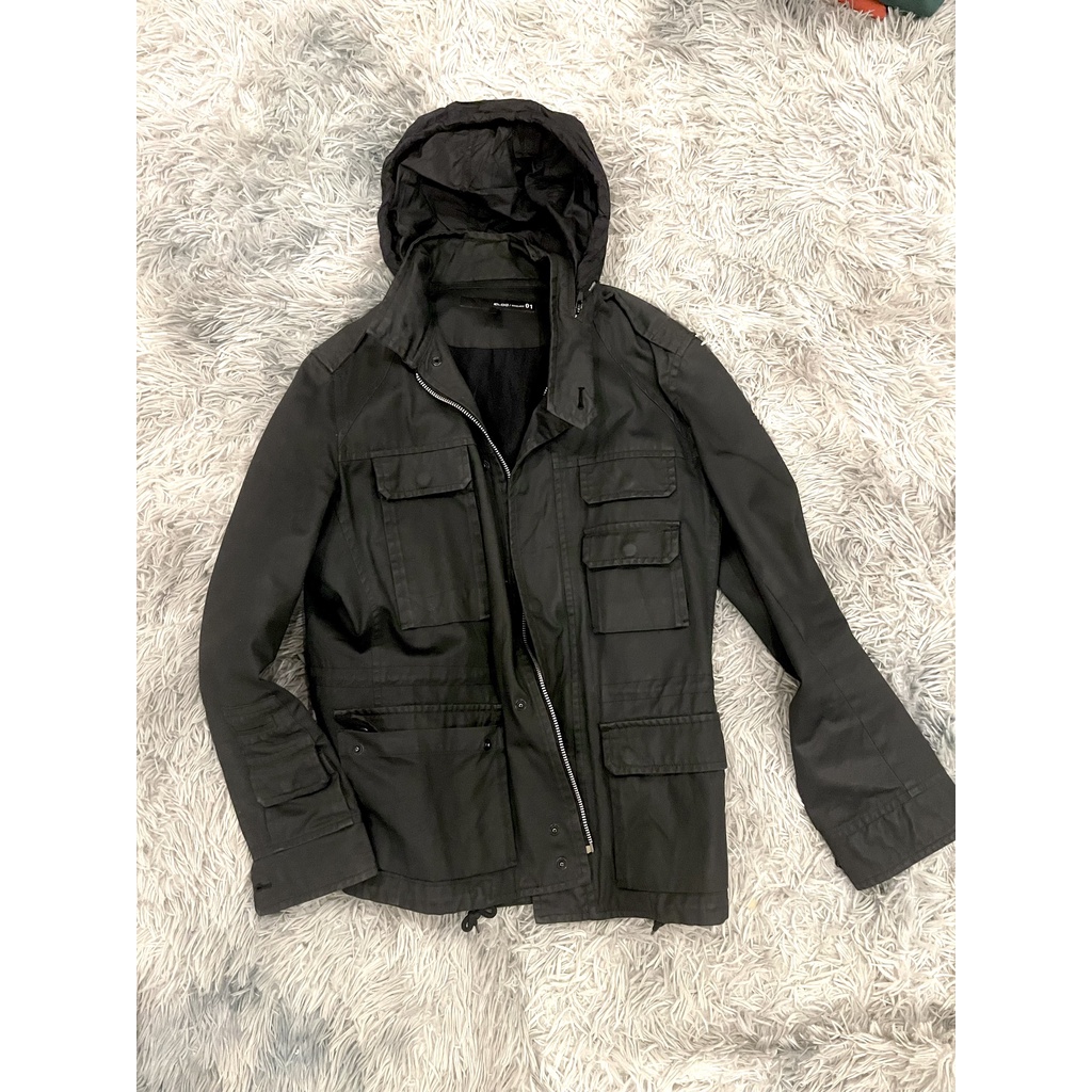 Áo Parka Jacket Màu Đen Có Nón