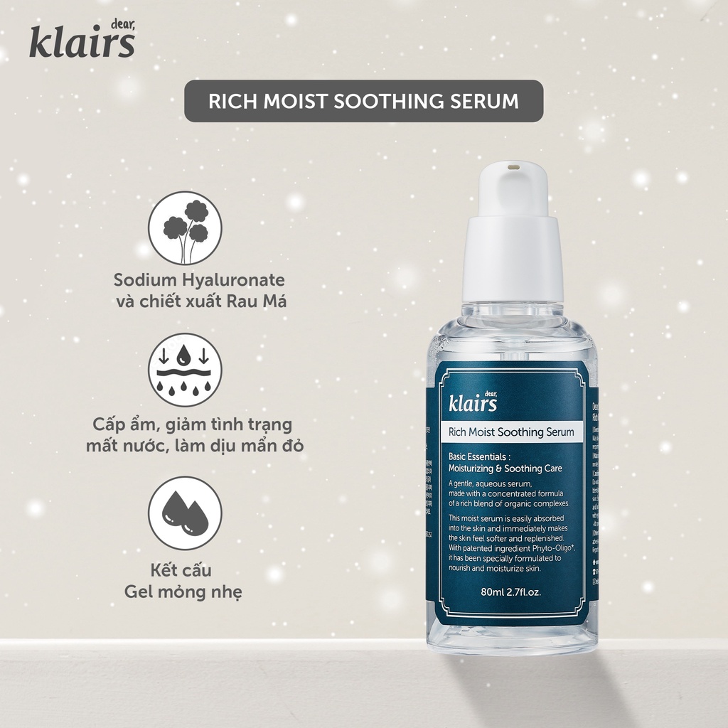 Tinh Chất Dưỡng Da Dear, Klairs Rich Moist Soothing Serum 80ml