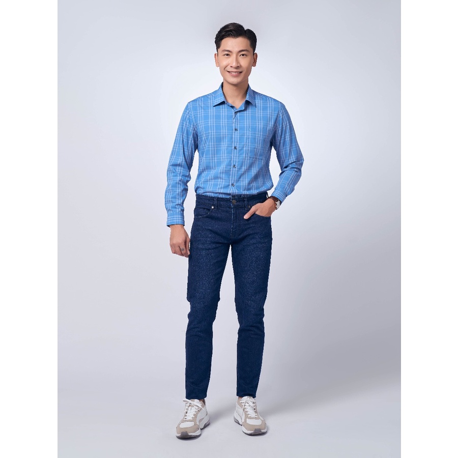 OWEN - Aó sơ mi dài tay Owen Regular fit chất sợi tre kẻ ca rô xanh 220839