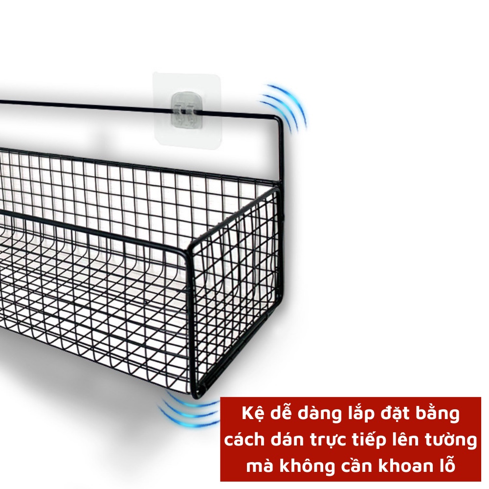 Kệ sắt dán tường siêu chắc chắn giá đựng mỹ phẩm dán tường không khoan đục cao cấp không rỉ