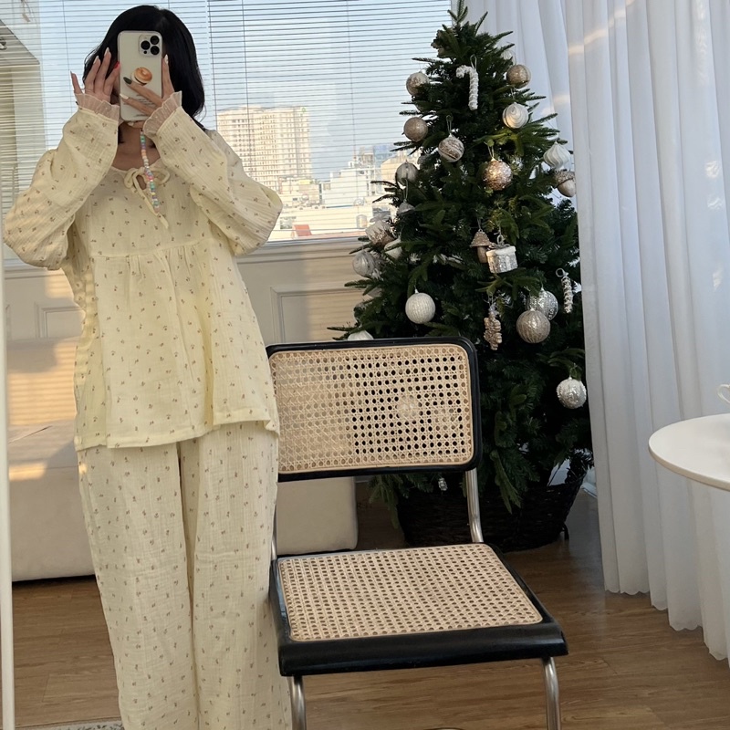 𝐚𝐬𝐡𝐞𝐱𝐢𝐧𝐜𝐡𝐚𝐨:  pyjama, bộ mặc nhà babydoll phối ren dáng rộng PJ2507