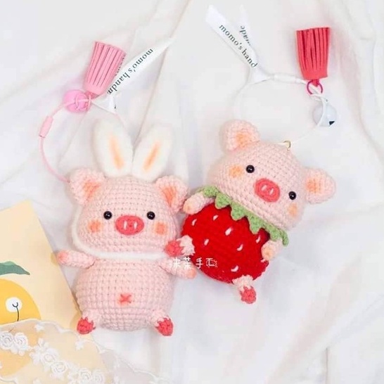Heo Đeo Nơ, Heo Dứa, Heo Dưa Hấu Len Handmade
