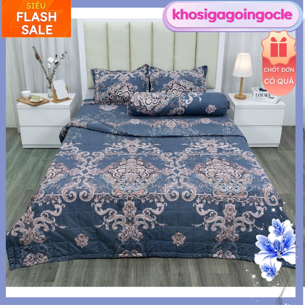 Bộ ga gối 1m2x2m chất cotton poly,drap giường poly,ga trải giường,mẫu hoàng gia ghi