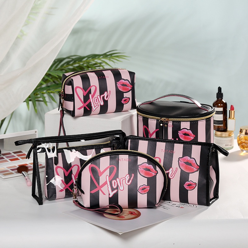 Túi Đựng Mỹ Phẩm Họa Tiết Kẻ Sọc Thời Trang Cho Nữ