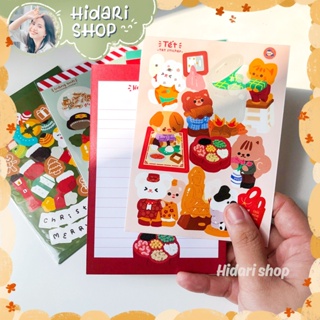 Set Tấm Sticker Kèm Postcard Noel Giáng Sinh TẾT Decal Dễ Thương Làm