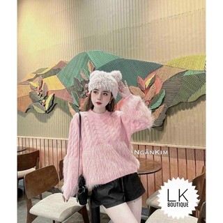 Áo len vặn thừng phối lông