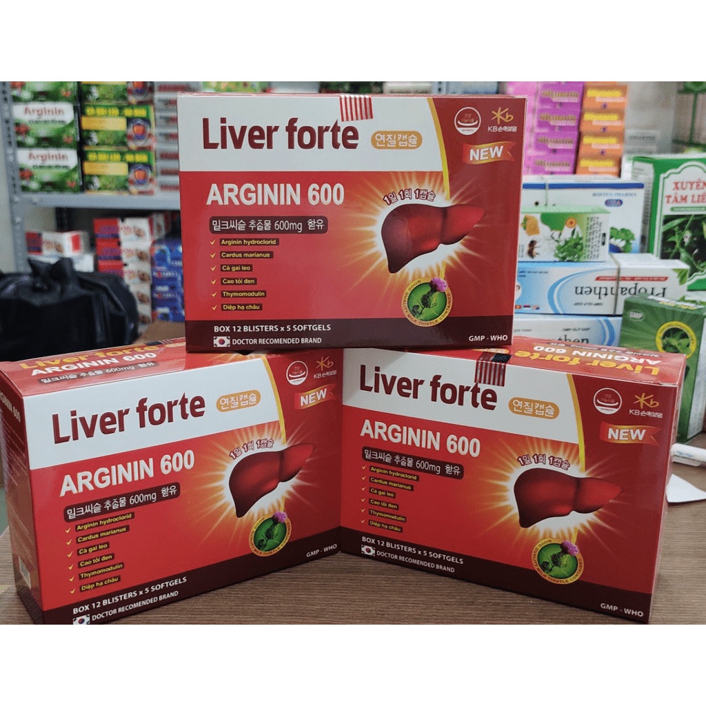 Liver Forte Arginin 600 tỏi đen, diệp hạ châu, thymomodulin mát gan, lợi mật, giải độc gan, tăng cường chức năng gan