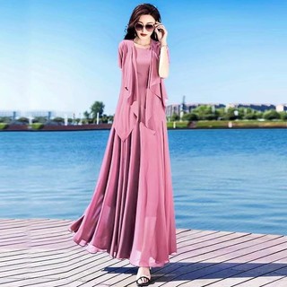 SET MAXI ĐẦM XÒE + ÁO CHOÀNG 2098