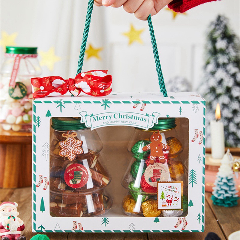 Set 5 Hũ Đựng Kẹo / Sô Cô La Có Tay Cầm Trang Trí Giáng Sinh / Năm Mới