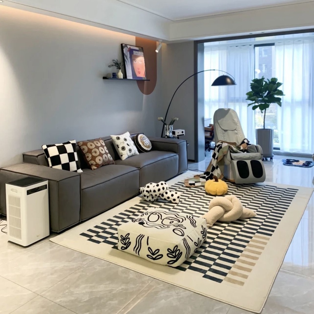 Thảm Trải Sàn Lông Cừu Mềm Trang Trí Phòng Khách Phong Cách Bắc Âu Tối Giản, Thảm Panama Lông Cừu Trải Sàn Cao Cấp