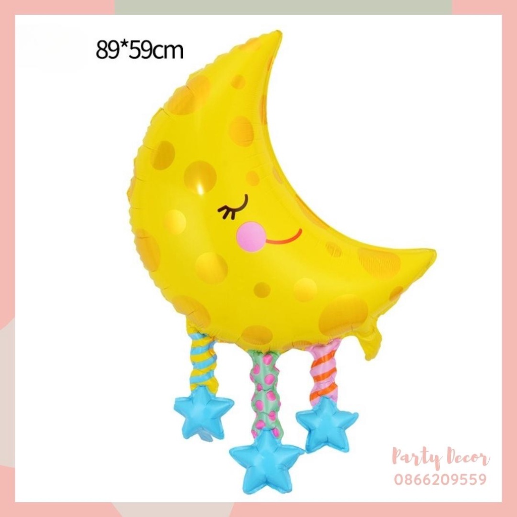 Bóng hình mặt trời, mặt trăng, mây trắng, cầu vồng trang trí sinh nhật, trang trí tiệc party decor