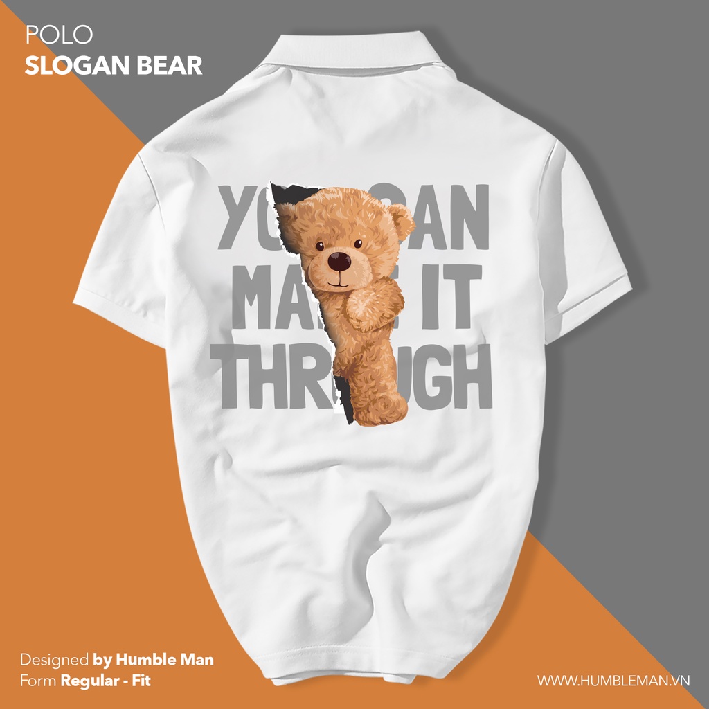 Áo Polo Slogan Bear vải cá sấu Cotton xuất xịn, chuẩn form, trẻ trung - thanh lịch - Humble Man