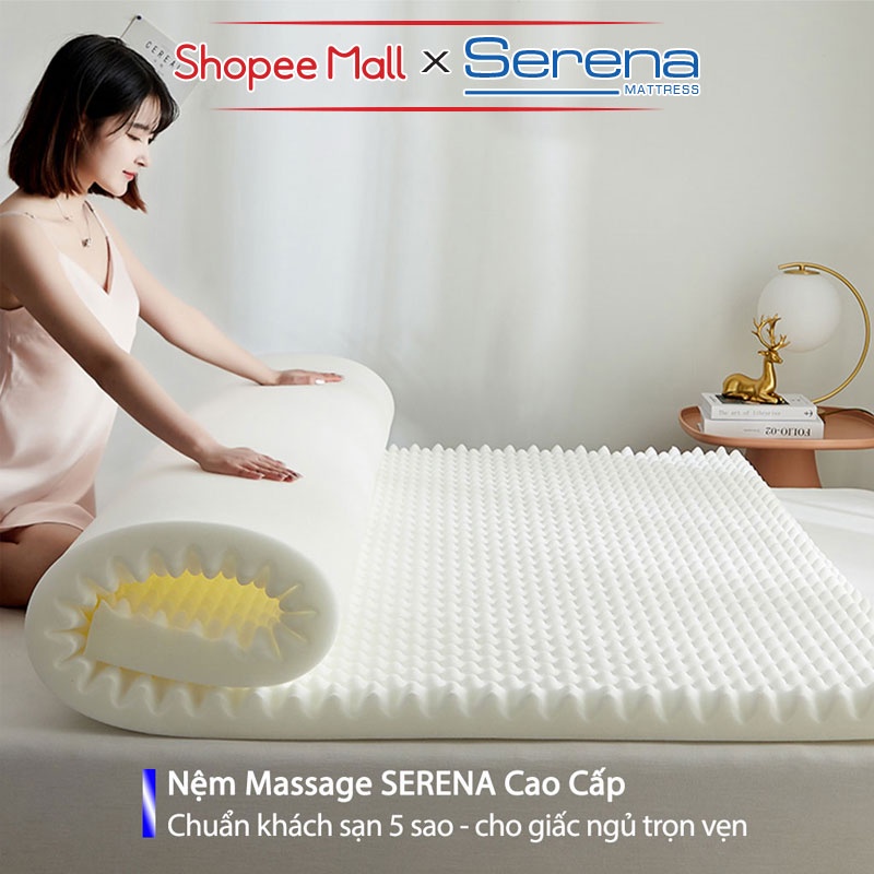 Nệm Cao Su Non Massage Cao Cấp SERENA Nệm Đệm Cao Su Thiên Nhiên Niệm Nằm Ngủ Mỏng Dày Tự Nhiên Chính Hãng