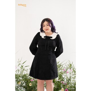 Đầm nhung tăm nơ phối cổ trắng BIGSIZE (55kg đến 95kg) - 22T3YD89 - [BU Bigsize Young]